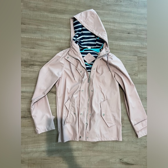 Jou Jou Pink Rain Jacket with Stripe Details - Picture 1 of 4